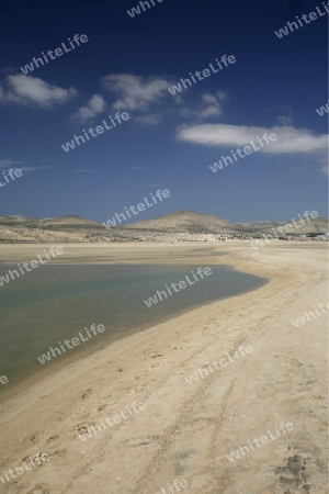 the Playa de Satovento de Jandia on the south of the Island Fuerteventura on the Canary island of Spain in the Atlantic Ocean.