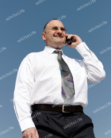 businessman talking with his company