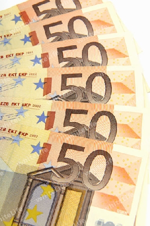 50 Euro Banknoten, Geldscheine aufgefaechert