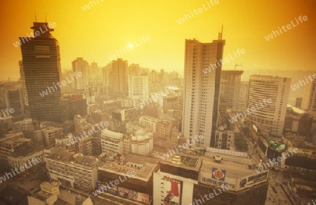 the skyline of the city of Chongqing in the province of Sichuan in china in east asia. 